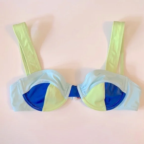 Anthropologie Solid & Striped Lilo Blue Green Color blocked Bikini top MEDIUM - Picture 7 of 11